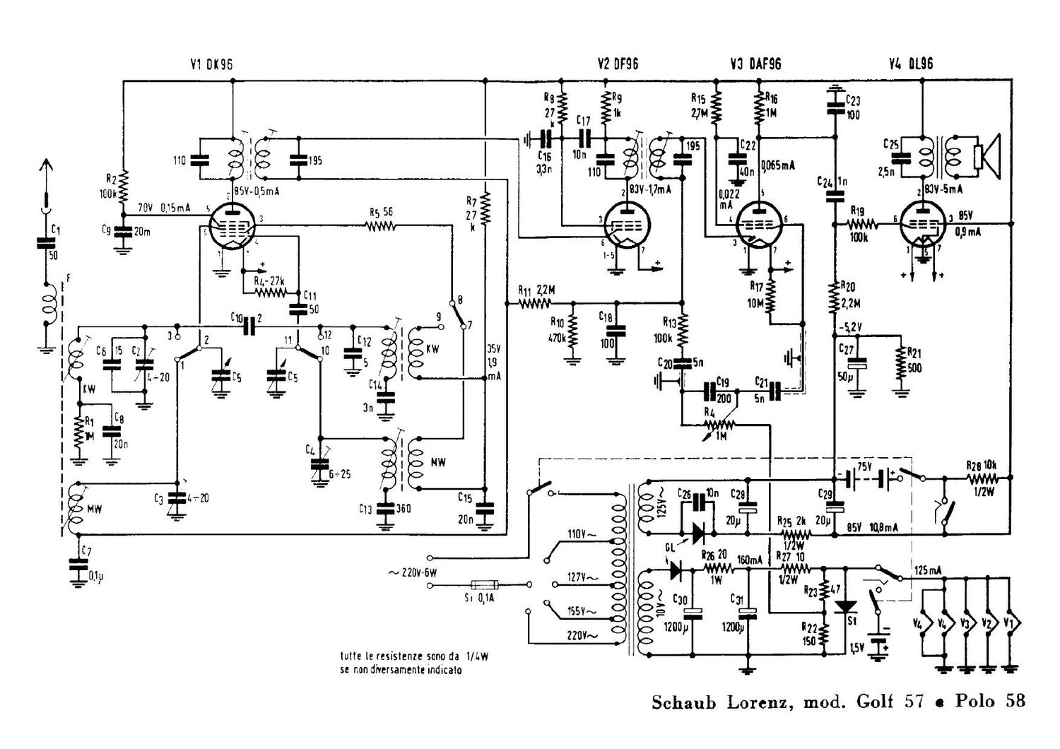 Schaub Lorenz Golf 57 Polo 58 Schematic